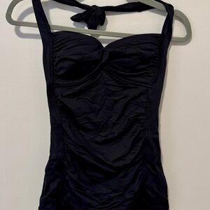 Seafolly Womens Collective Boyleg One-Piece Swimsuit Size US 12 Beach Swim Black